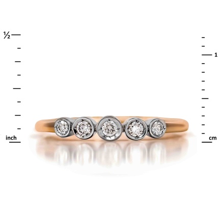 Graduated Diamond Ring. Hypoallergenic Cadmium-free 585 (14K) Rose Gold. View 2