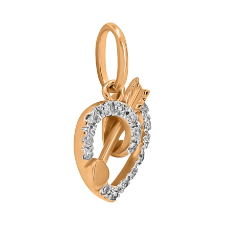 "Heart and Arrow" Pendant Featuring 16 Diamonds - Angle 2