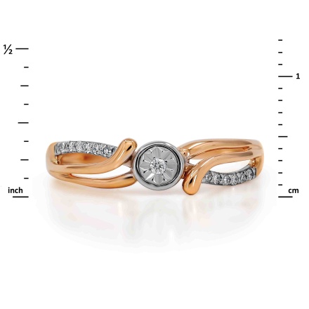 Daydream Ring Featuring Diamonds Totaling 0.08ct. Tested 585 (14K) Rose and White Gold. View 2