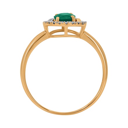 Split Shank Ring with Emerald and 22 Diamonds, Angle 4