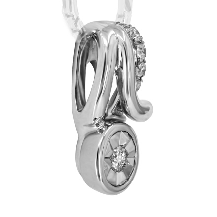 Daydream Pendant in White Gold with 6 Diamonds. Tested 585 (14K) White Gold, Rhodium Finish. View 2
