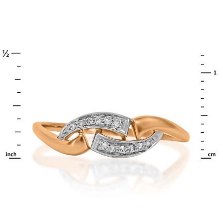 Ring Featuring 12 Diamonds. Hypoallergenic 585 Rose Gold, Rhodium Detailing. View 2