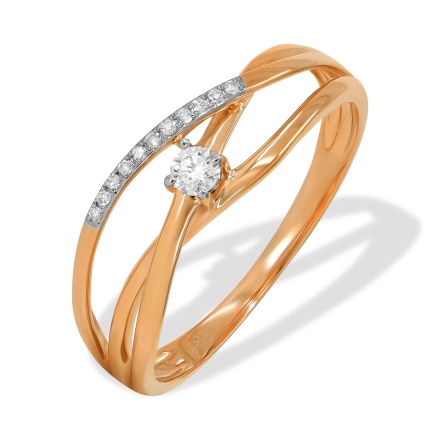 "Spellbinding Elegance" Diamond Ring. Hypoallergenic 585 Rose Gold, Rhodium Detailing