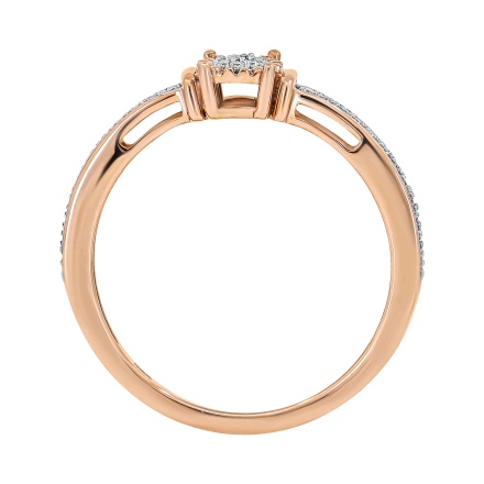 Multi-Diamond Fashion Ring. Hypoallergenic 585 Rose Gold, Rhodium Detailing. View 4