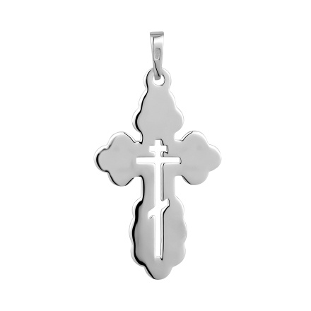 Reverse of Men's Orthodox Silver Cross with Slotted Inner Cross