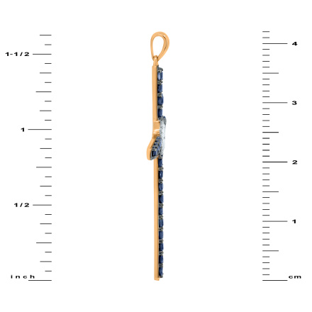 Fashion Cross Features Sapphires and Diamonds. Angle 3