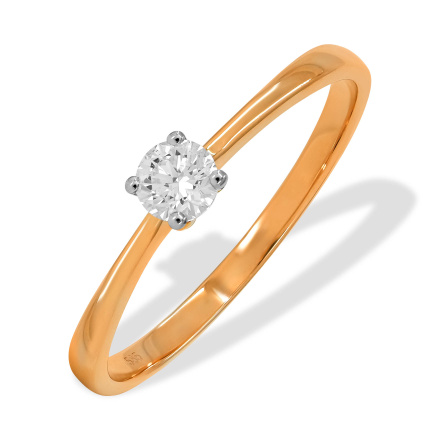 Classic Engagement Ring with 4.2mm Natural Diamond. Hypoallergenic Cadmium-free 585 (14K) Rose Gold