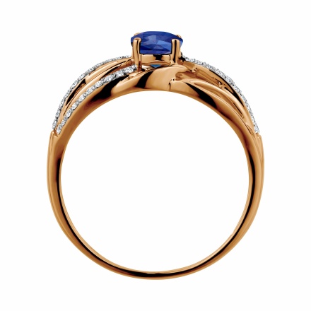 Sultry Sapphire and Diamond Ring. Hypoallergenic Cadmium-free 585 (14K) Rose Gold. View 4