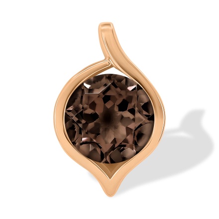 Slide Pendant with a 9mm Statement Smoky Quartz. Hypoallergenic Cadmium-free 585 (14K) Rose Gold