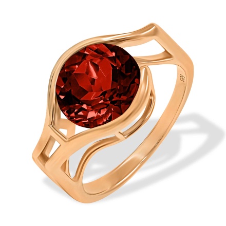 Gold Ring with a 10mm Statement Garnet. Hypoallergenic Cadmium-free 585 (14K) Rose Gold