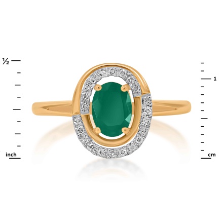 Split Shank Ring with Emerald and 22 Diamonds, Angle 2