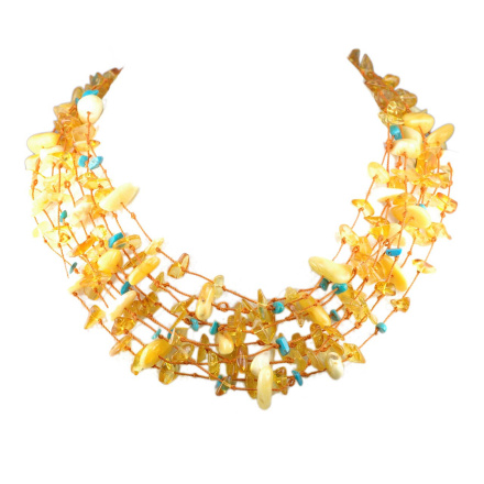 Sunny Amber and Turquoise Necklace