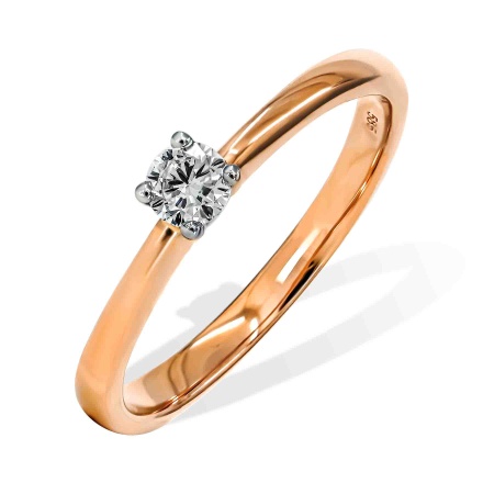 Natural 3.8mm Solitaire Engagement Ring. Hypoallergenic Cadmium-free 585 (14K) Rose Gold