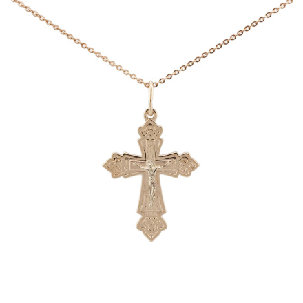 Russian Passion Cross. Certified 585 (14kt) Rose and White Gold