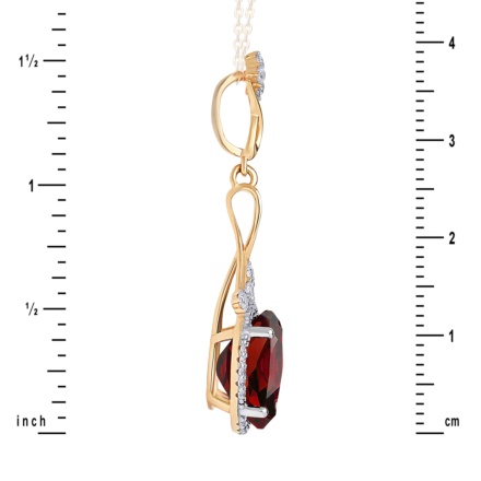 Oval-Shaped Czech Garnet Cocktail Pendant. Height