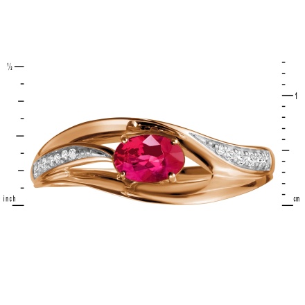 Ring with Oval Ruby and Diamond Accents - Angle 2