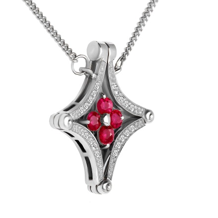 Ruby Diamond White Gold Necklace. view 2