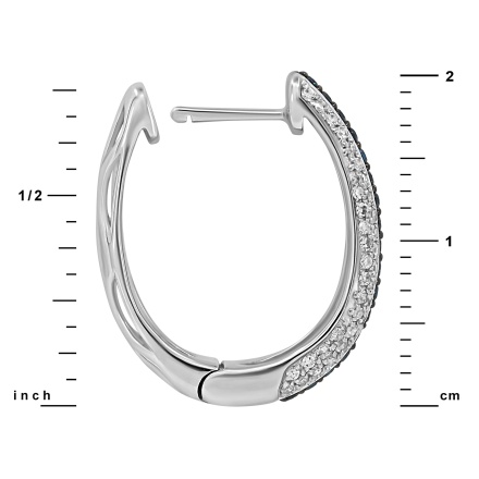 Huggie Earrings with Blue and White Diamonds: Height 20mm