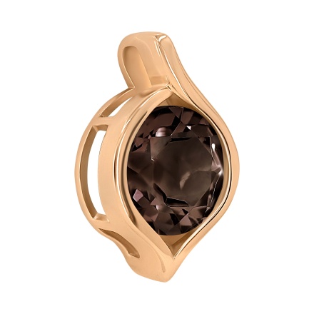 Slide Pendant with a 9mm Statement Smoky Quartz - Angle 2