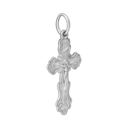 Silver Orthodox Christening Cross with Crucifix - Angle 2
