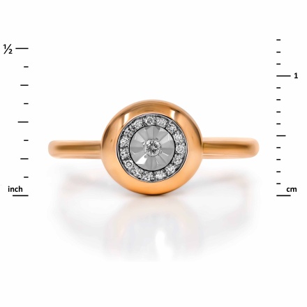 Persimmon-inspired Ring Featuring 16 Diamonds. Tested 585 (14K) Rose and White Gold. View 2