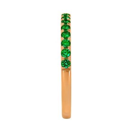 Ring Featuring 14 Round Emeralds. Hypoallergenic Cadmium-free 585 (14K) Rose Gold. View 3