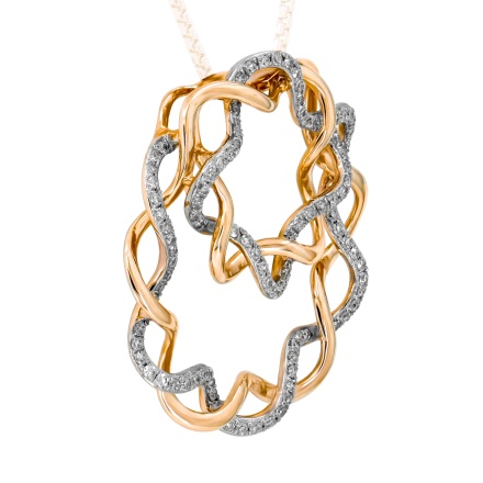 Pendant Artistically Woven from Gold and Diamonds - Angle 2