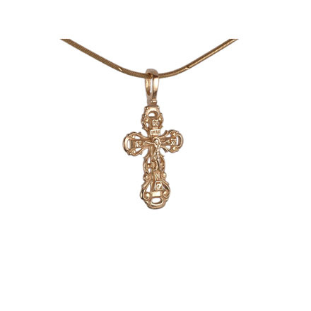 Medieval-style Russian Openwork Cross. Certified 585 (14kt) Rose Gold