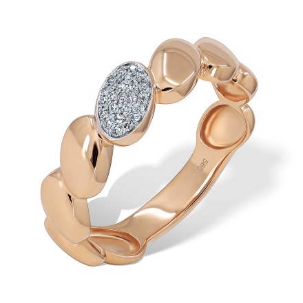 Puffy Ring Featuring 23 Pave Diamonds. Hypoallergenic Cadmium-free 585 (14K) Rose Gold