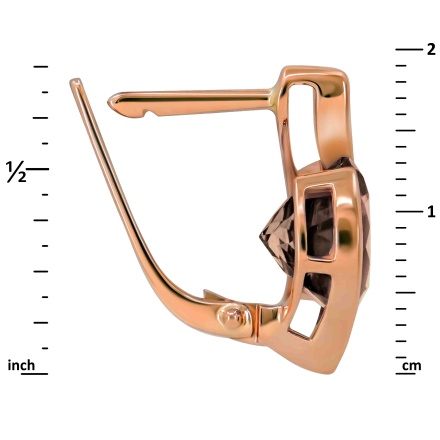 Height of Gold Earrings with a 9mm Statement Smoky Quartz: 19mm