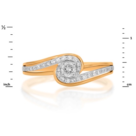 Ring Featuring 31 Diamonds. Hypoallergenic 585 Rose Gold, Rhodium Detailing. View 2