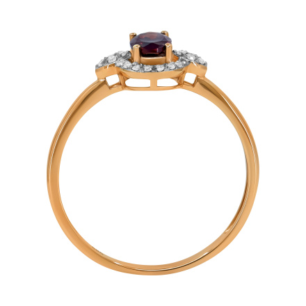 Garnet and Diamond Ring with Nostalgic Motif - Angle 4