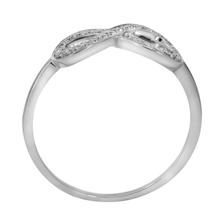 Infinity Ring Featuring 29 Diamonds. Tested 585 (14K) White Gold, Rhodium Finish. View 4