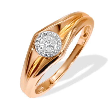 Spotlight Diamond Ring in Two-tone Gold. Hypoallergenic 585 (14K) Rose and White Gold