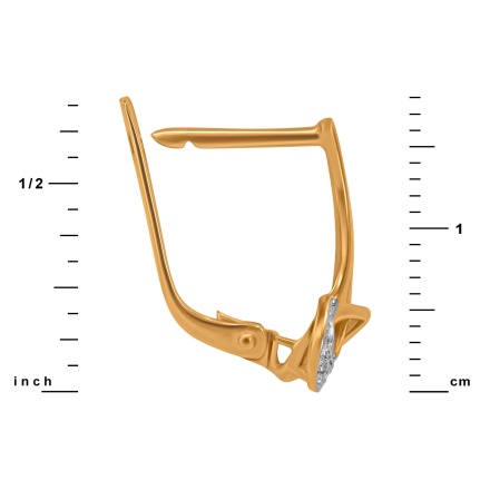 Eccentric Leverback Earrings Featuring 18 Diamonds. Hypoallergenic 585 Rose Gold, Rhodium Detailing. View 2