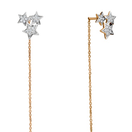 Chain Earrings 'Diamond Luck Stars' - Angle 2