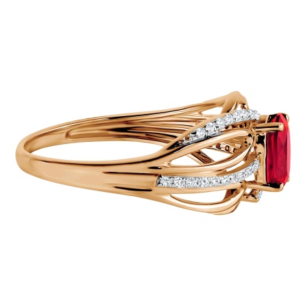 Gorgeous Ring Featuring Oval Ruby and Diamonds - Angle 3