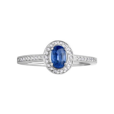 White gold sapphire ring. View 2.