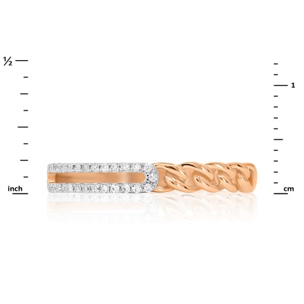 Diamond Ring of Open Concept and Chainlink Design. Hypoallergenic 585 Rose Gold, Rhodium Detailing. View 2