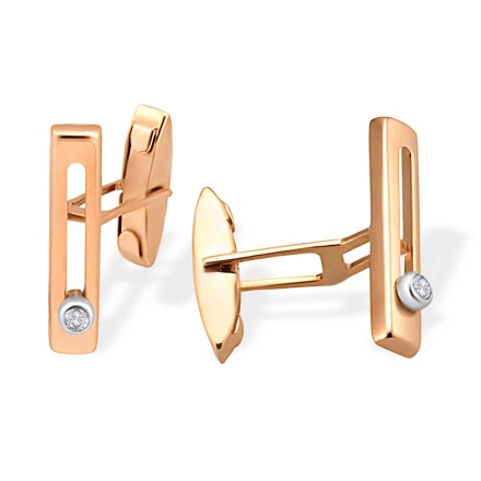 Diamond Cufflinks. Certified 585 (14kt) Rose and White Gold