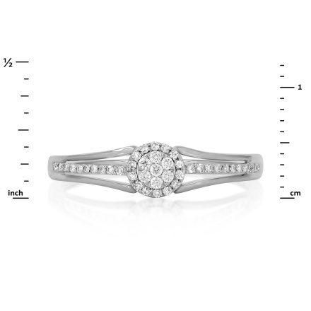 Diamond Cluster on Diamond Lineup White Gold Ring. Tested 585 (14K) White Gold, Rhodium Finish. View 2