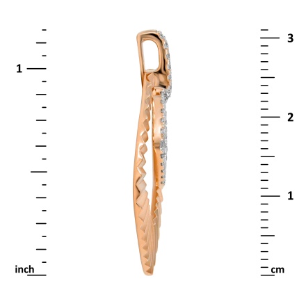 Diamond Pendant with Corrugated Rose Gold. Hypoallergenic Cadmium-free 585 (14K) Rose Gold. View 3