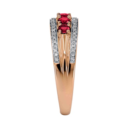 Diamond Edges with Ruby Center Row Ring. Angle 3
