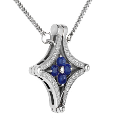 Sapphire and Diamond White Gold Convertible Necklace. view 2
