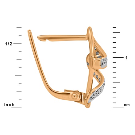 Earrings Featuring 32 Diamonds. Hypoallergenic 585 Rose Gold, Rhodium Detailing. View 2