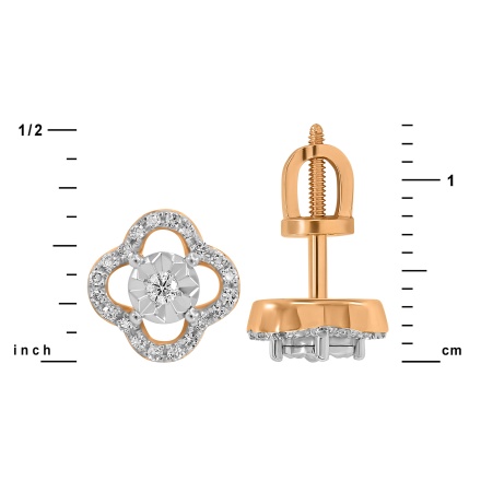 Dimensions of Petal-shaped Ear Studs Featuring 42 Diamonds