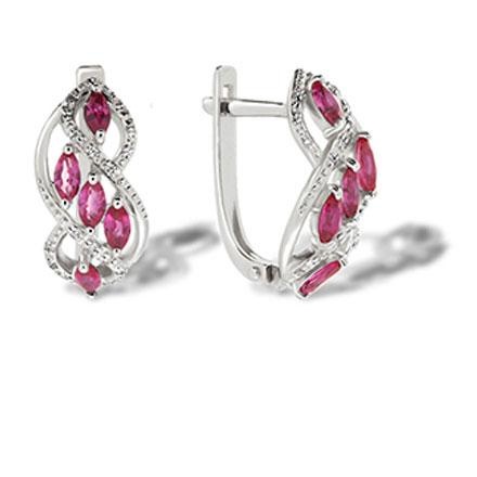 Marquise-shaped Ruby and Diamond Earrings. Certified 585 (14kt) White Gold