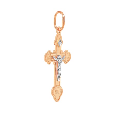 585 Rose and White Gold Diamond Orthodox Cross 'Virgin Mary's Tear' for Her. View 2