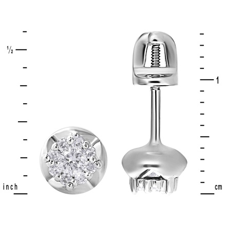Diamond Cluster Stud Earrings. View 2