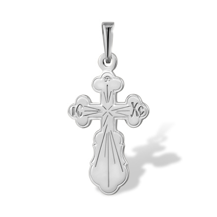 Orthodox Cross 'A Light of God'. Hypoallergenic 925 Silver with Rhodium Plating